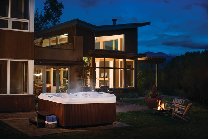 Outdoor hot tub installation