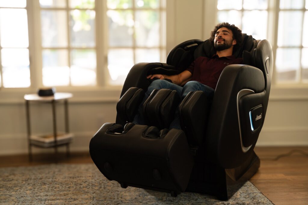 Man Relaxing in Jacuzzi-Massage Chair